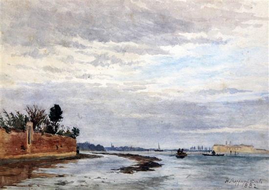 Henry Sheppard Dale (1852-1921) Canal off the Giudecca and Off Venice, 9.25 x 13.5in.